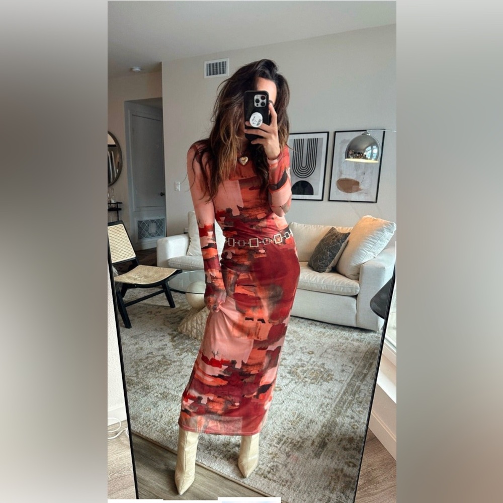 Casanova Printed Mesh Maxi Dress size small